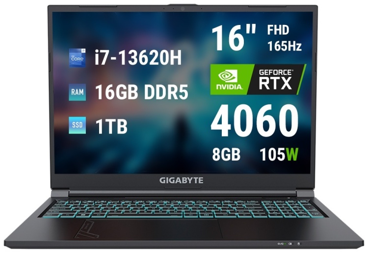 Ноутбук GIGABYTE G6 KF 16" / 16 Гб / SSD 1000 Гб / DOS / KF-H3KZ854KD